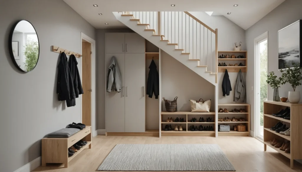 vestiaire ouvert sous escalier